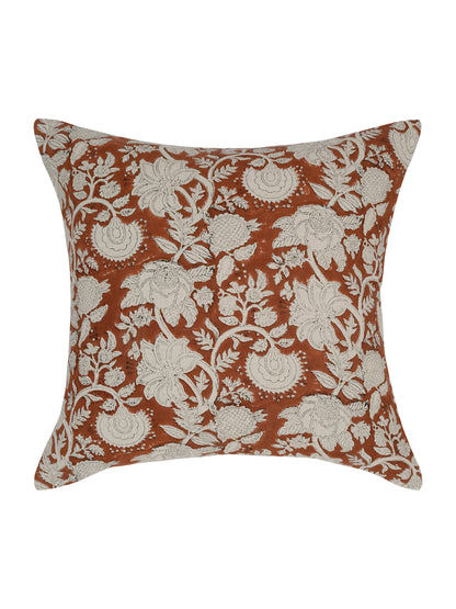 Eyda Rust Cotton Hand Block Cushion Cover Set of 2