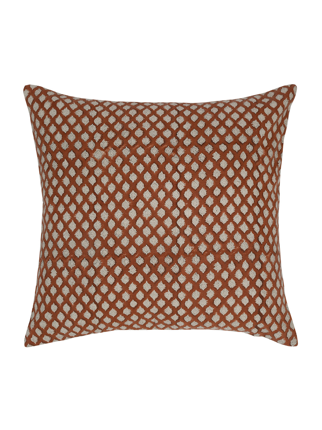 Eyda Rust Cotton Hand Block Cushion Cover Set of 2