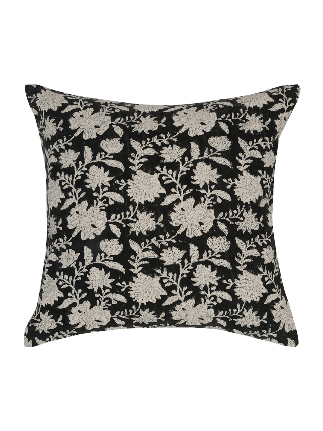 Eyda Black Cotton Hand Block Cushion Cover Set of 2