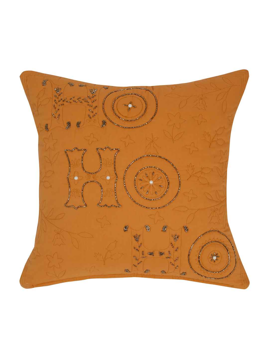 Eyda Orange Cotton Quilted Cushion Cover Set of 2