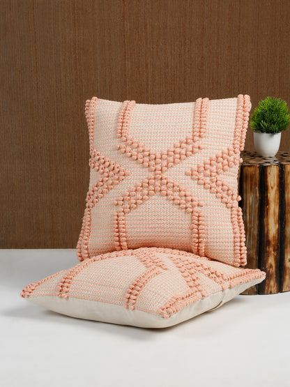 Eyda Peach Cotton Hand Woven Cushion Cover Set of 2