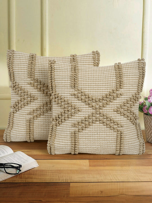Eyda Gold Cotton Hand Woven Cushion Cover Set of 2