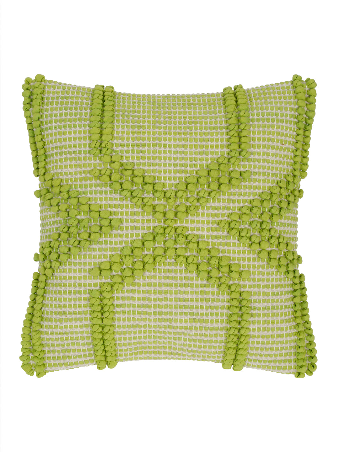 Eyda Parrot Green Cotton Hand Woven Cushion Cover Set of 2