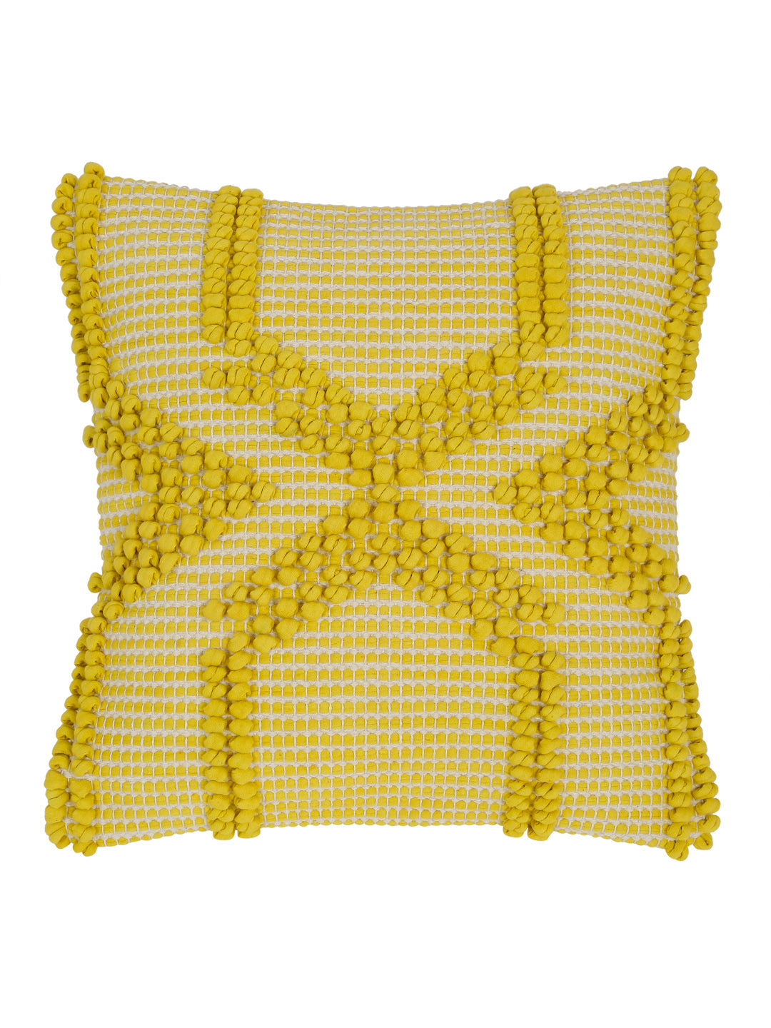 Eyda Yellow Cotton Hand Woven Cushion Cover Set of 2