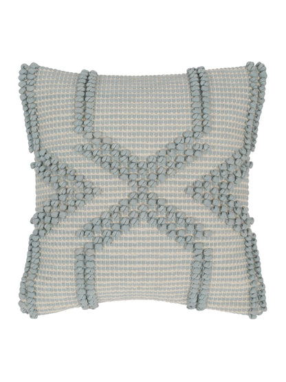 Eyda Aqua Blue Cotton Hand Woven Cushion Cover Set of 2