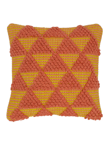 Eyda Yellow & Peach Cotton Hand Woven Cushion Cover Set of 2