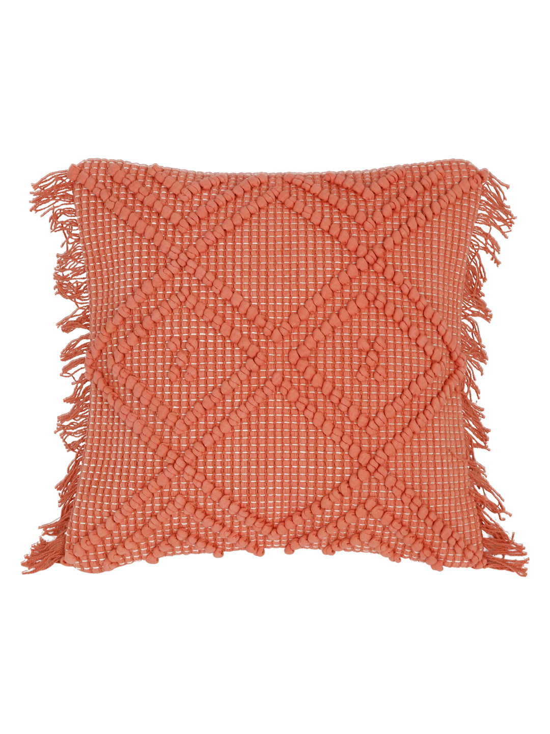 Eyda Peach Cotton Hand Woven Cushion Cover Set of 2