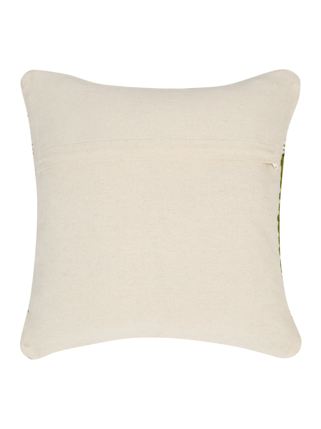 Eyda White & Green Cotton Hand Woven Cushion Cover Set of 2