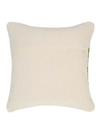 Eyda White & Green Cotton Hand Woven Cushion Cover Set of 2