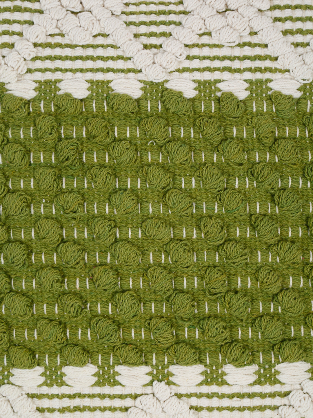 Eyda White & Green Cotton Hand Woven Cushion Cover Set of 2