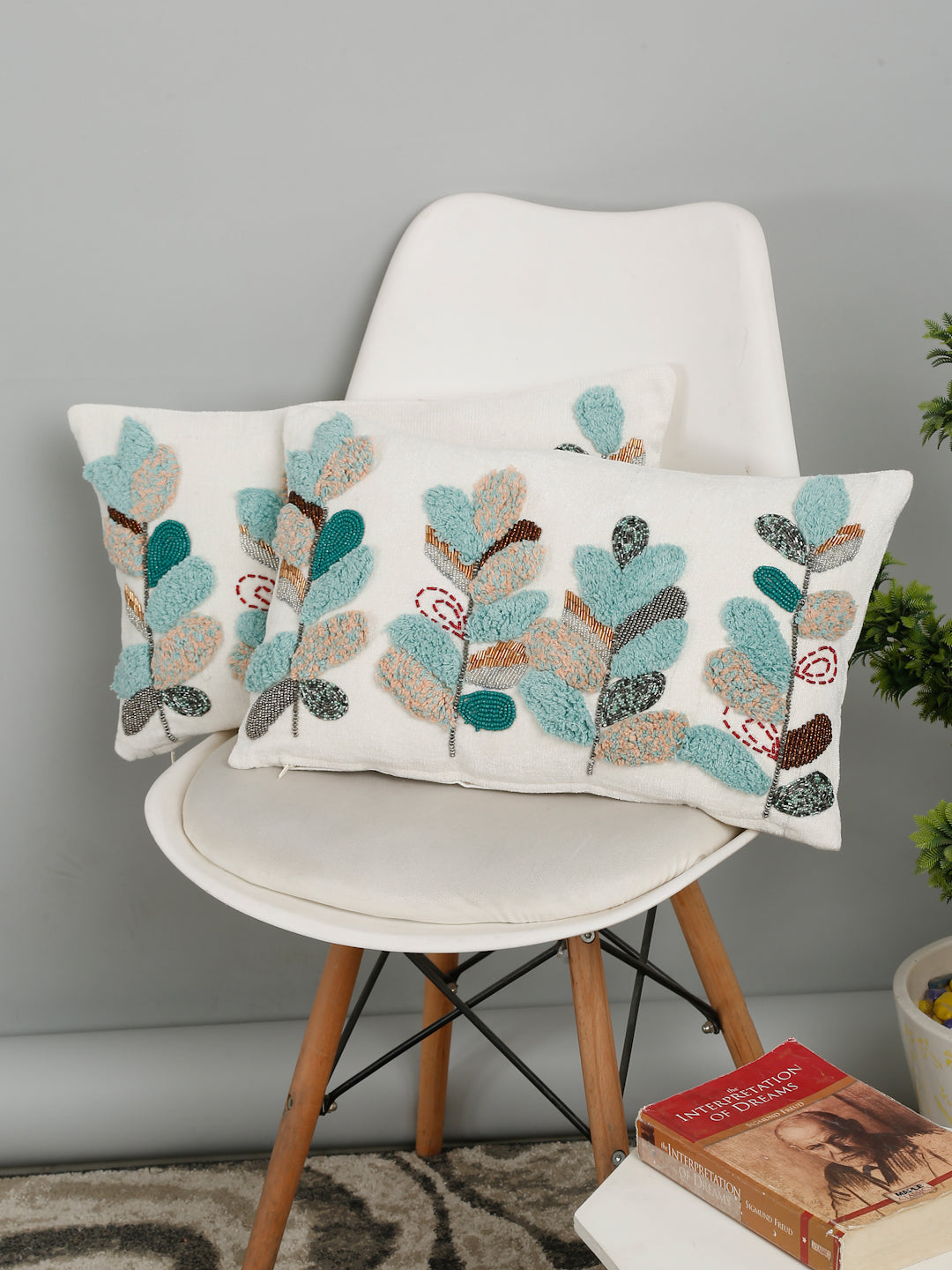 Eyda Multi Chenille Embroidered Cushion Cochr Set of 2