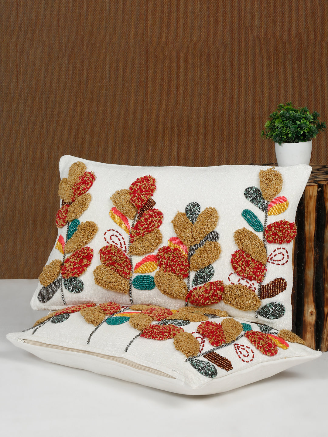 Eyda Multi Chenille Embroidered Cushion Cover Set of 2