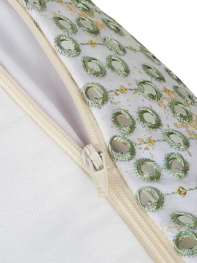 Mirror Work Green Cushion Cover