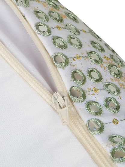Mirror Work Green Cushion Cover