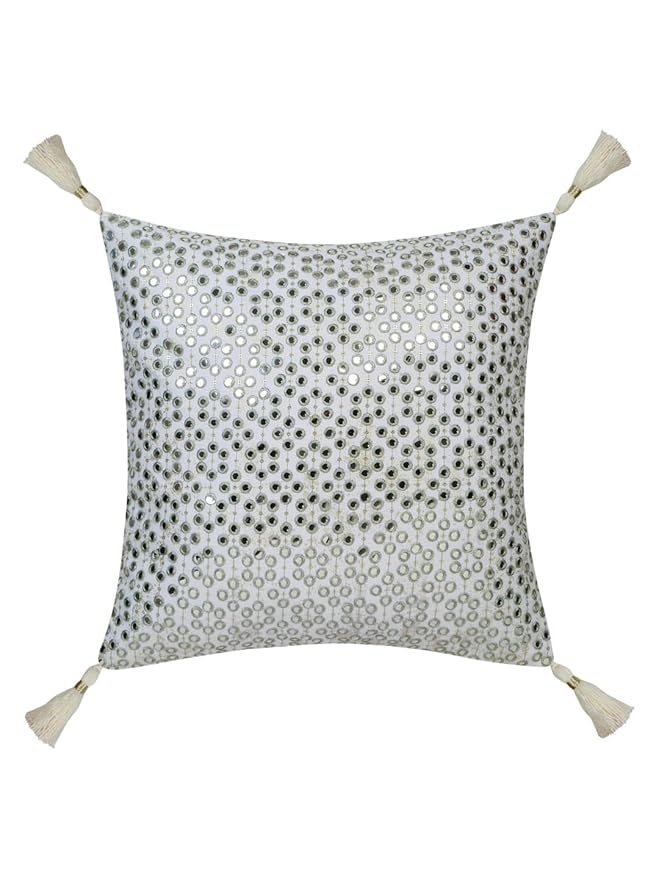 Mirror Work Green Cushion Cover