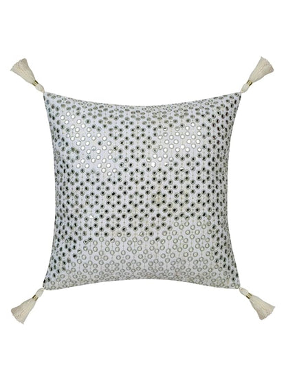 Mirror Work Green Cushion Cover