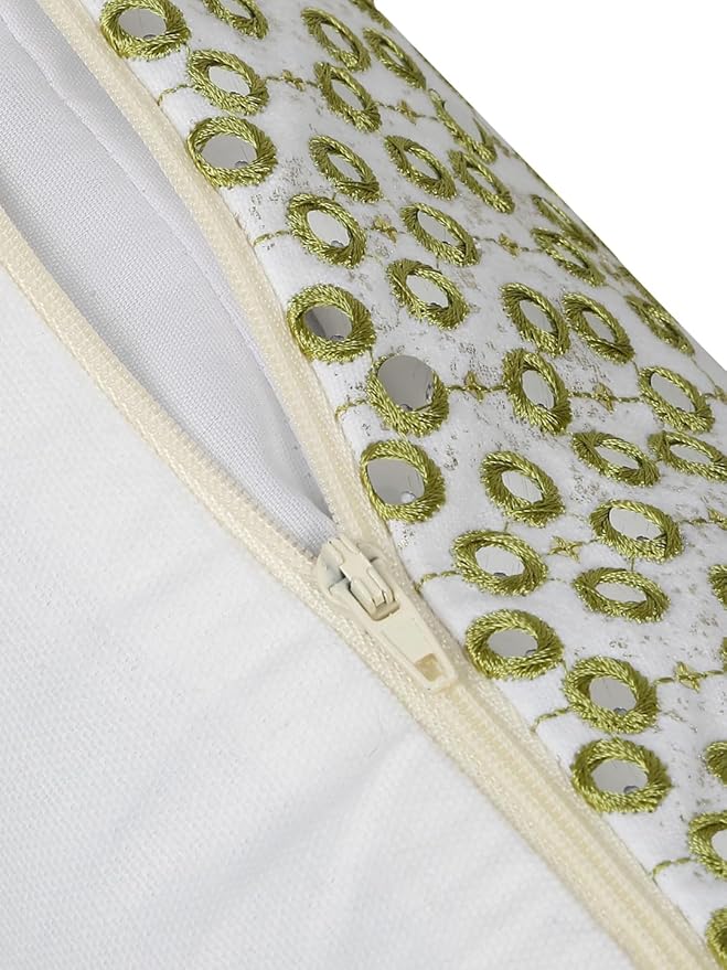 Mirror Work Green Cushion Cover