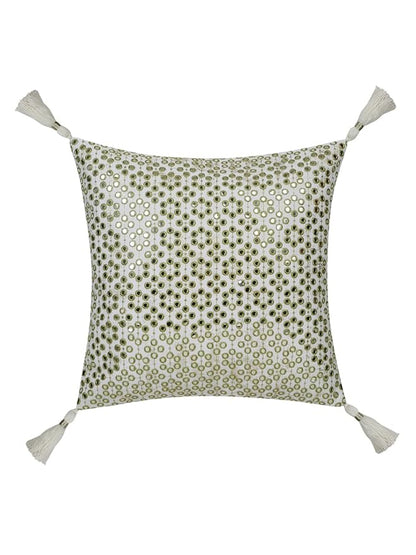 Mirror Work Green Cushion Cover
