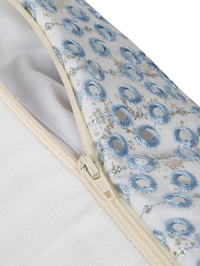 Mirror Work Blue Cushion Cover