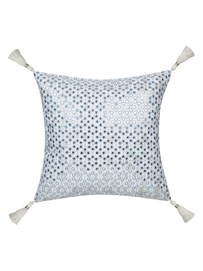 Mirror Work Blue Cushion Cover