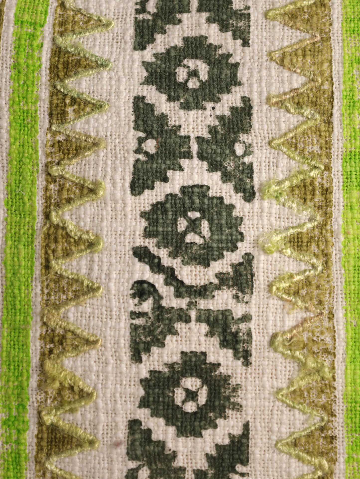 Green Boho Hand Block Printed & Embroidered Cushion Cover