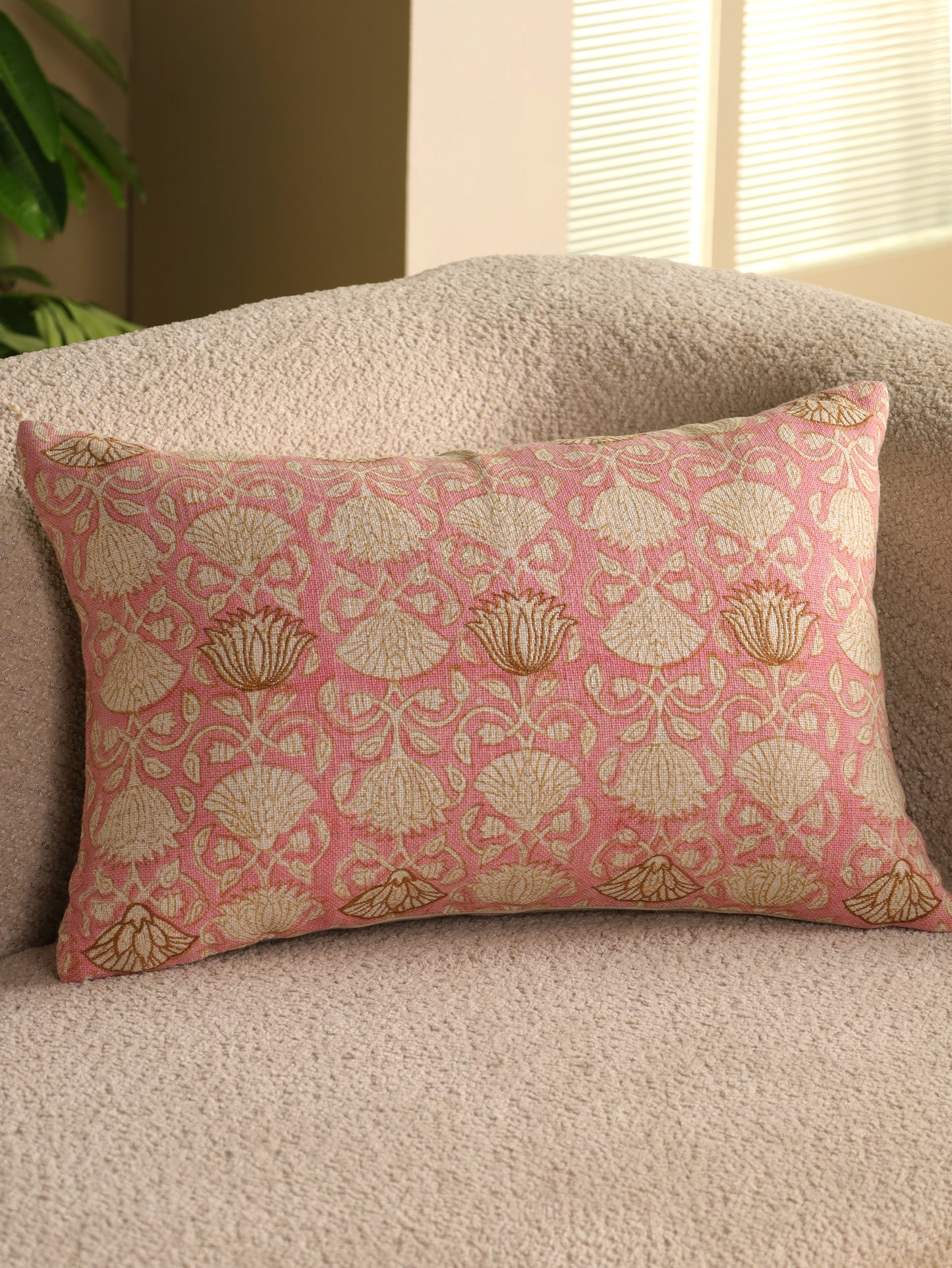 Hand Block Floral  Printed Cushion Cover