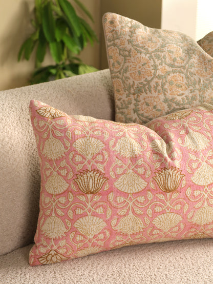 Hand Block Floral  Printed Cushion Cover