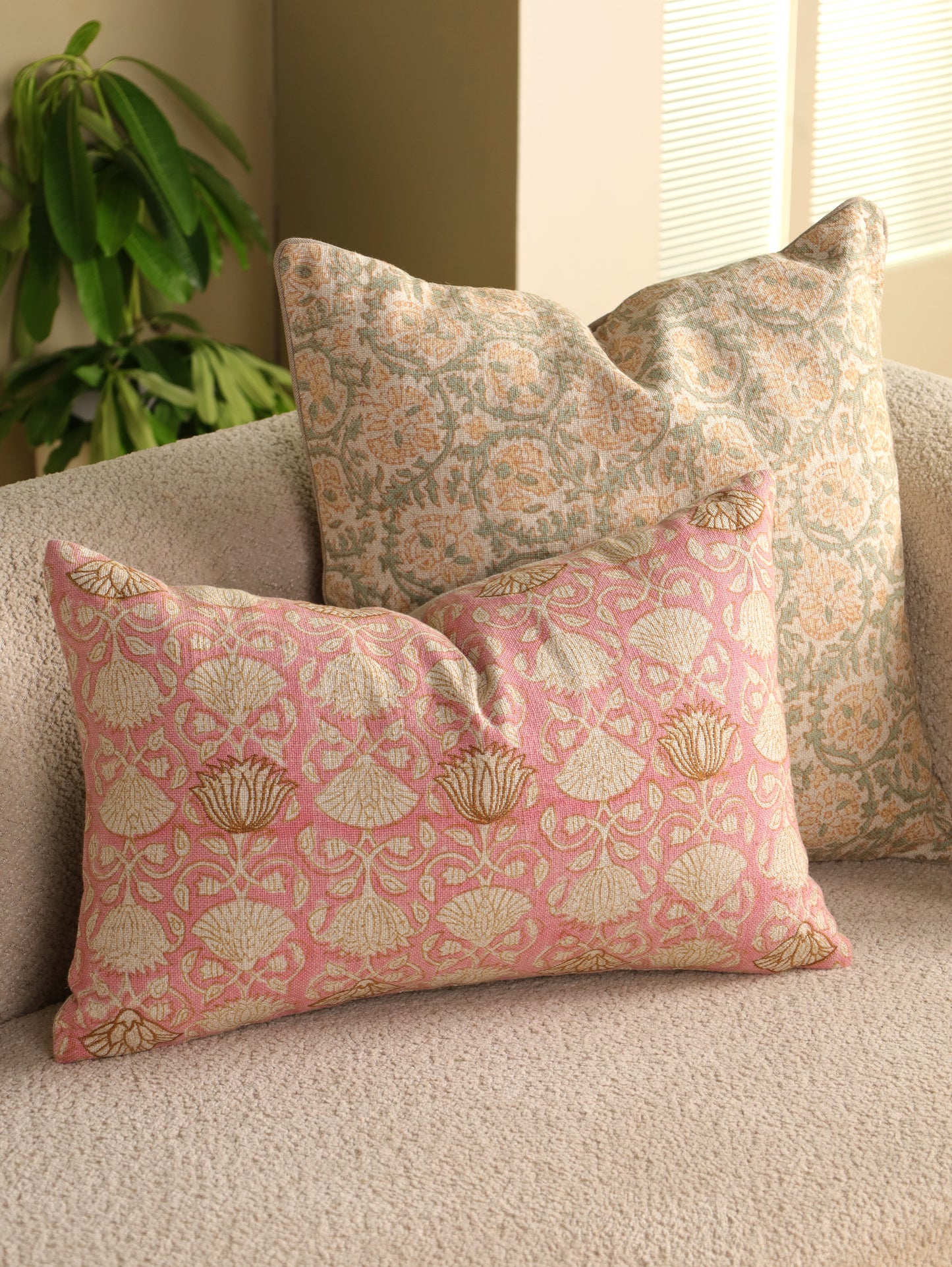 Hand Block Floral  Printed Cushion Cover
