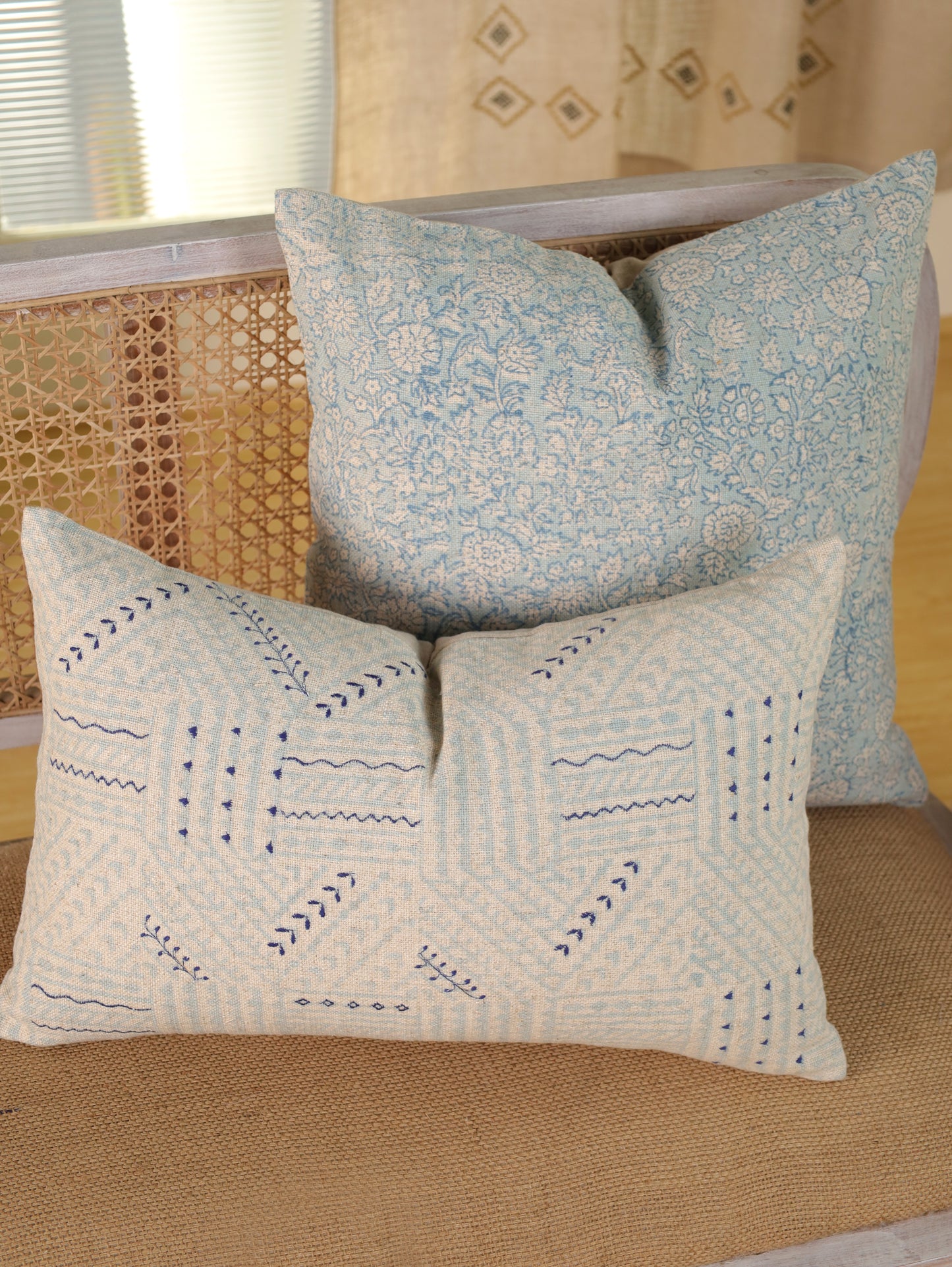 Hand Block Floral  Printed Cushion Cover