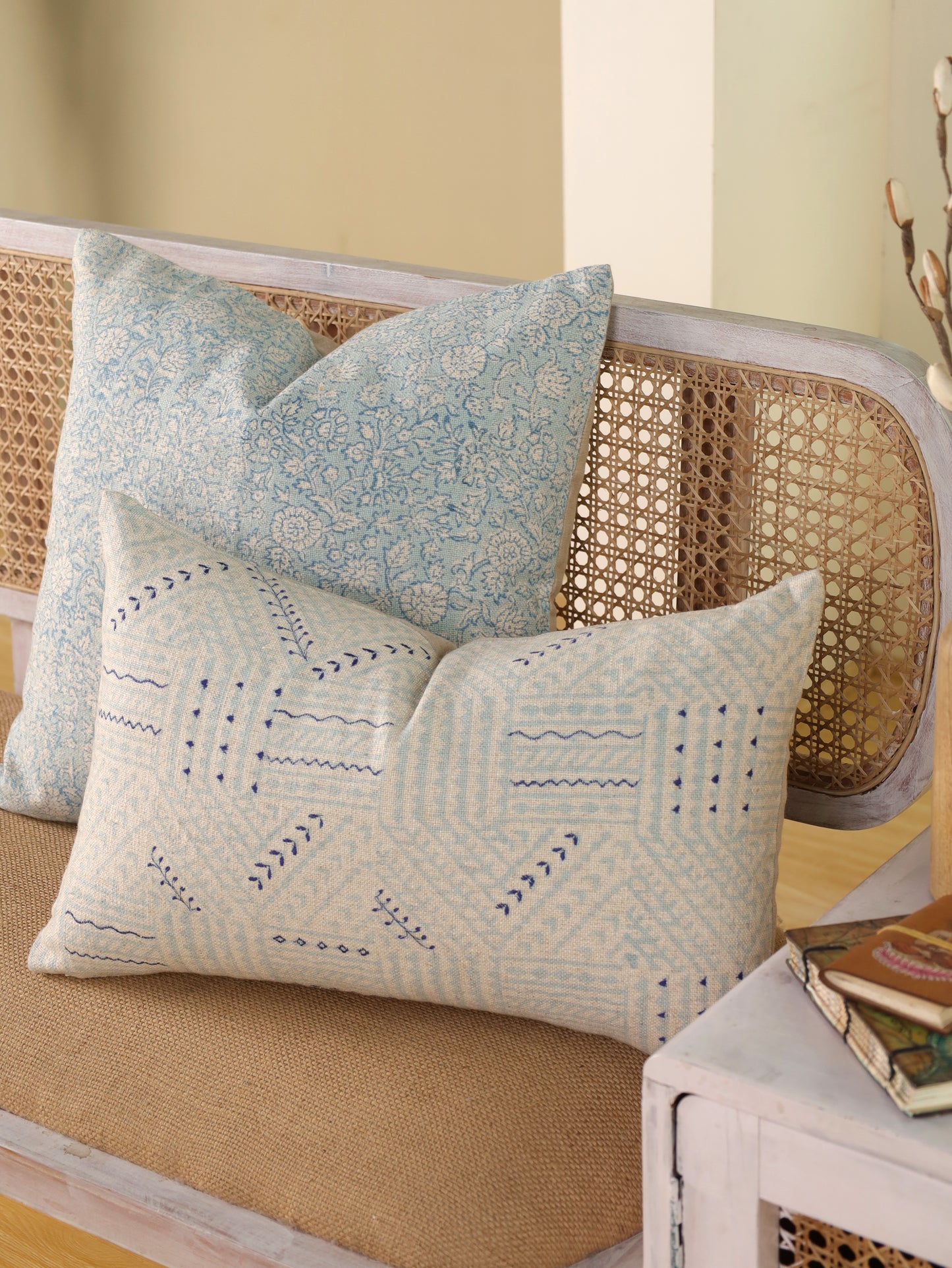 Hand Block Floral  Printed Cushion Cover