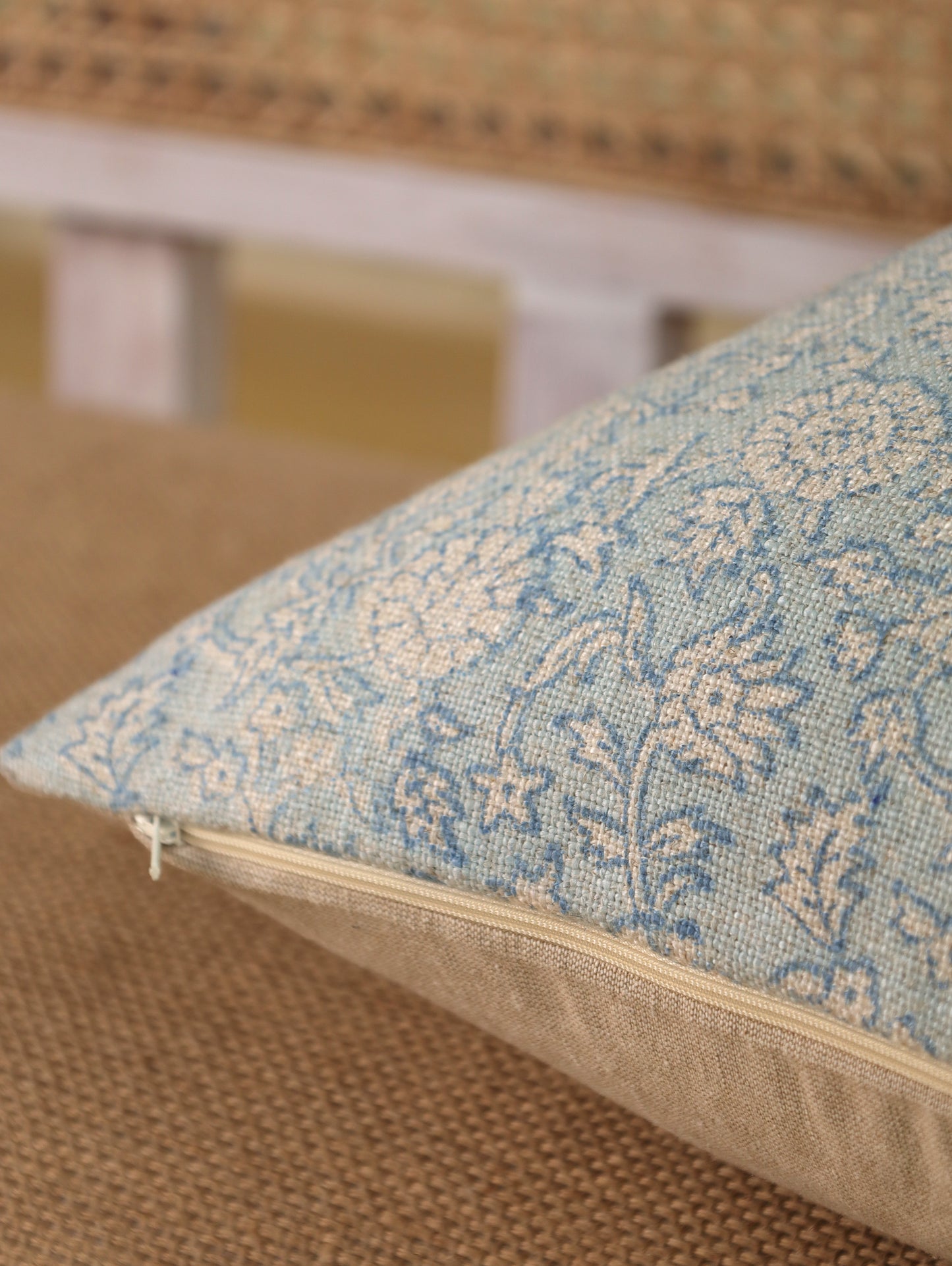 Hand Block Floral  Printed Cushion Cover