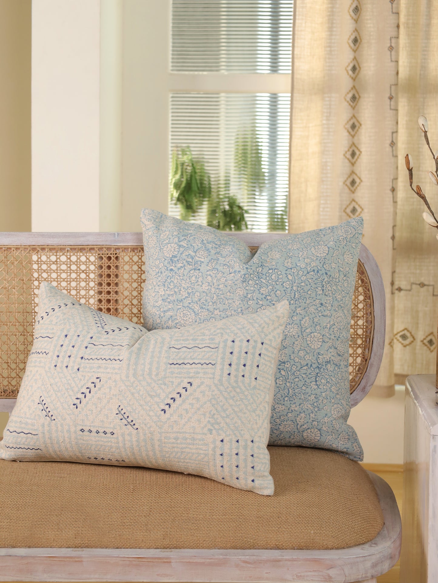 Hand Block Floral  Printed Cushion Cover