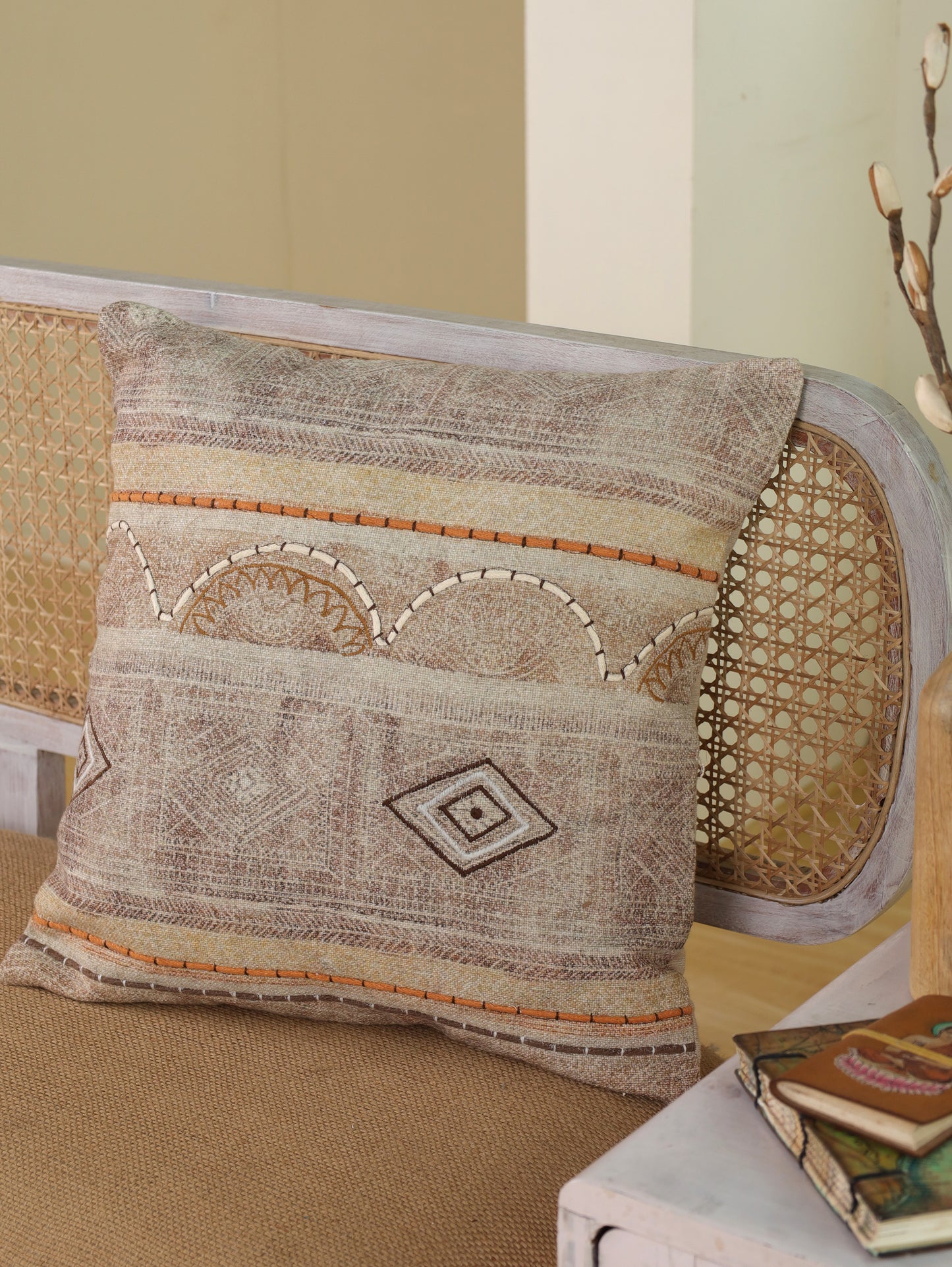 Boho Embroidered Cushion Cover