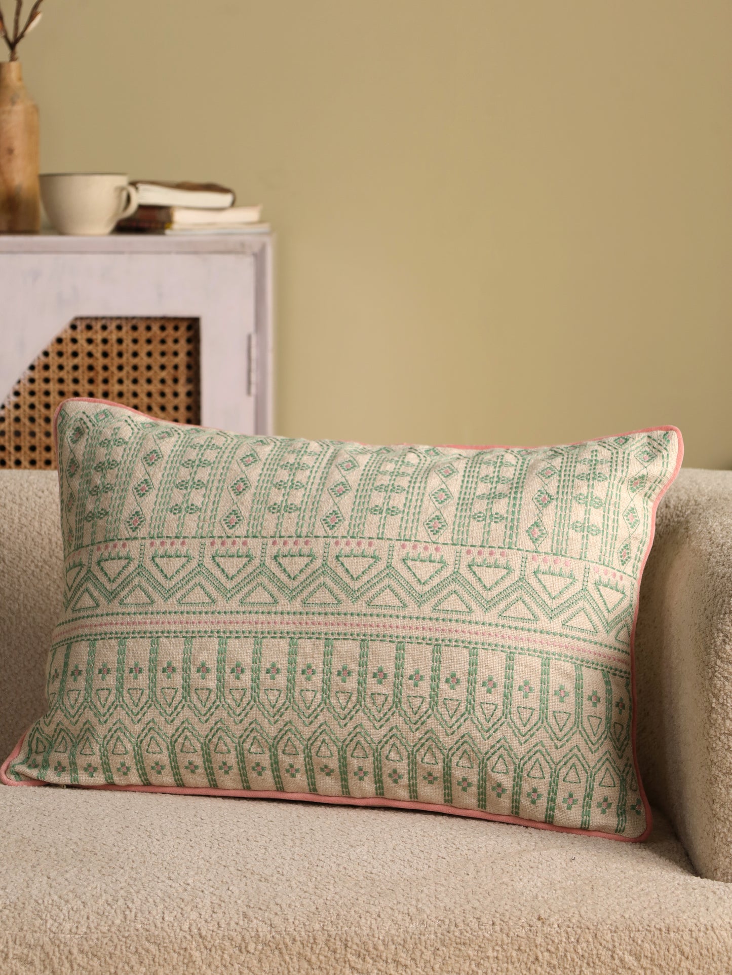 Boho Embroidered Cushion Cover