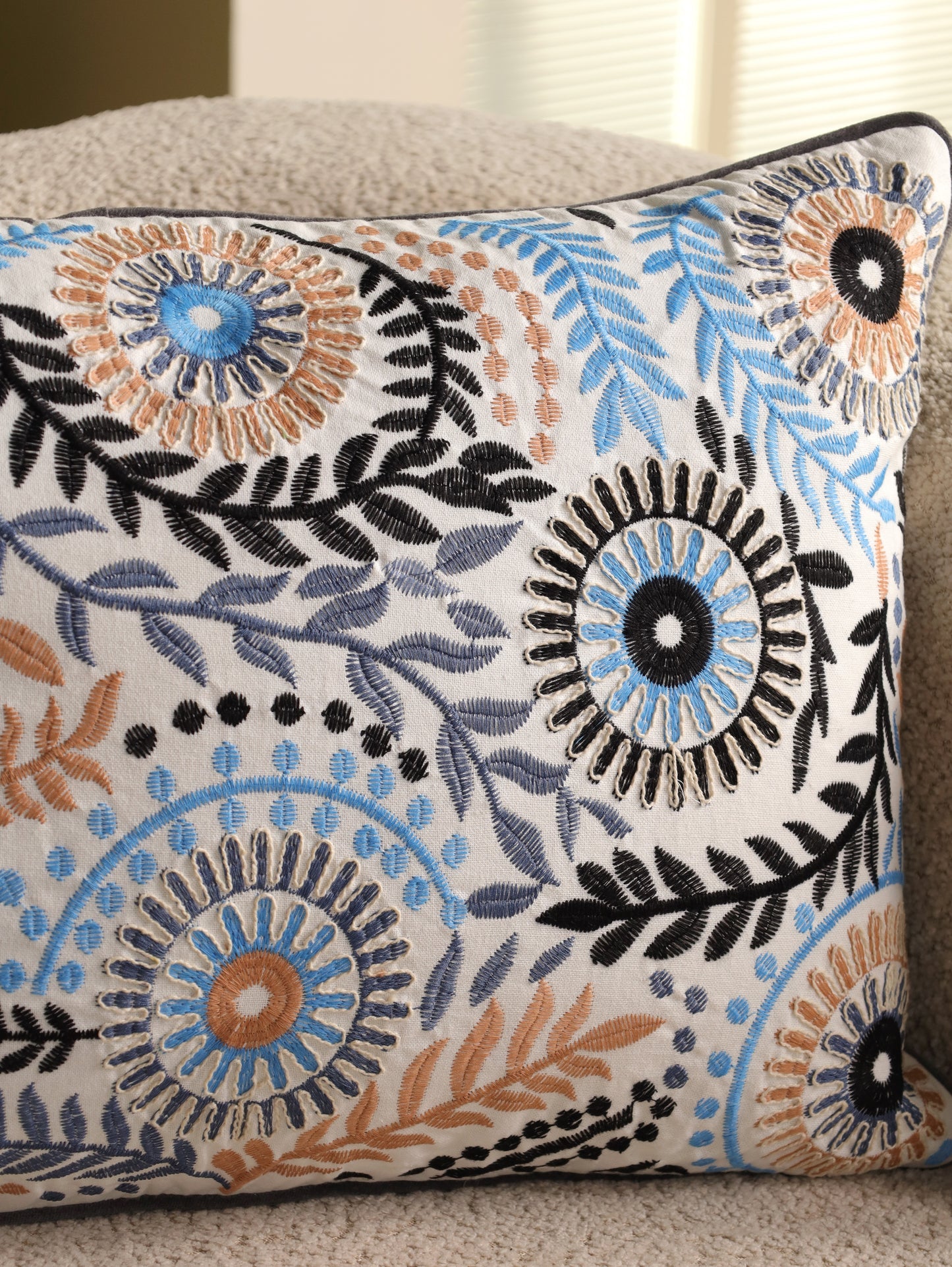 Boho Embroidered Cushion Cover