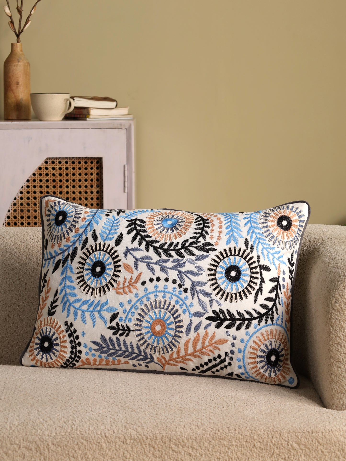 Boho Embroidered Cushion Cover