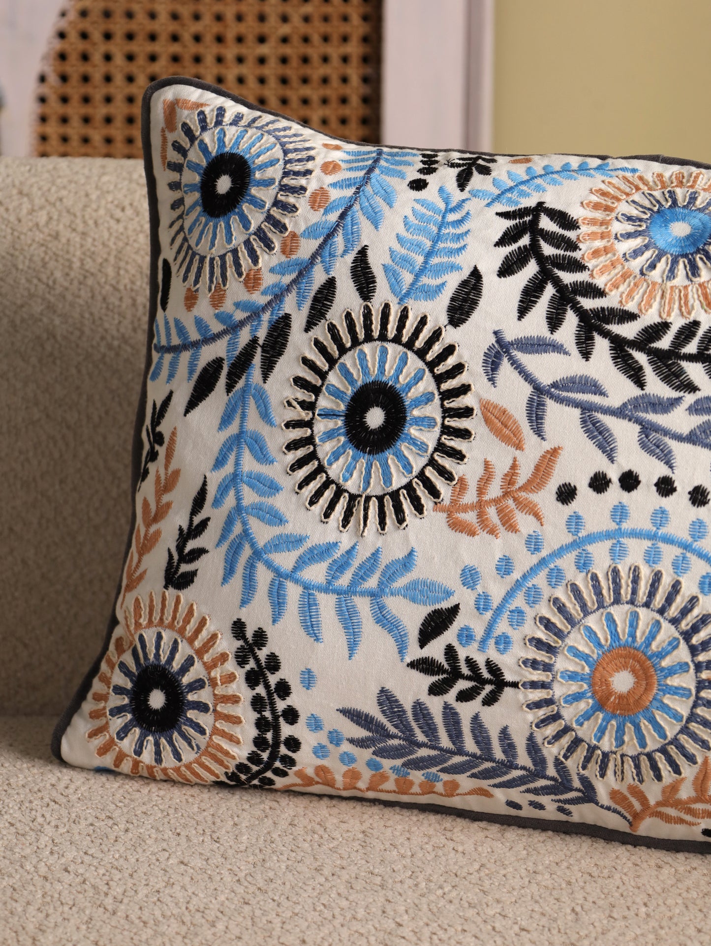 Boho Embroidered Cushion Cover