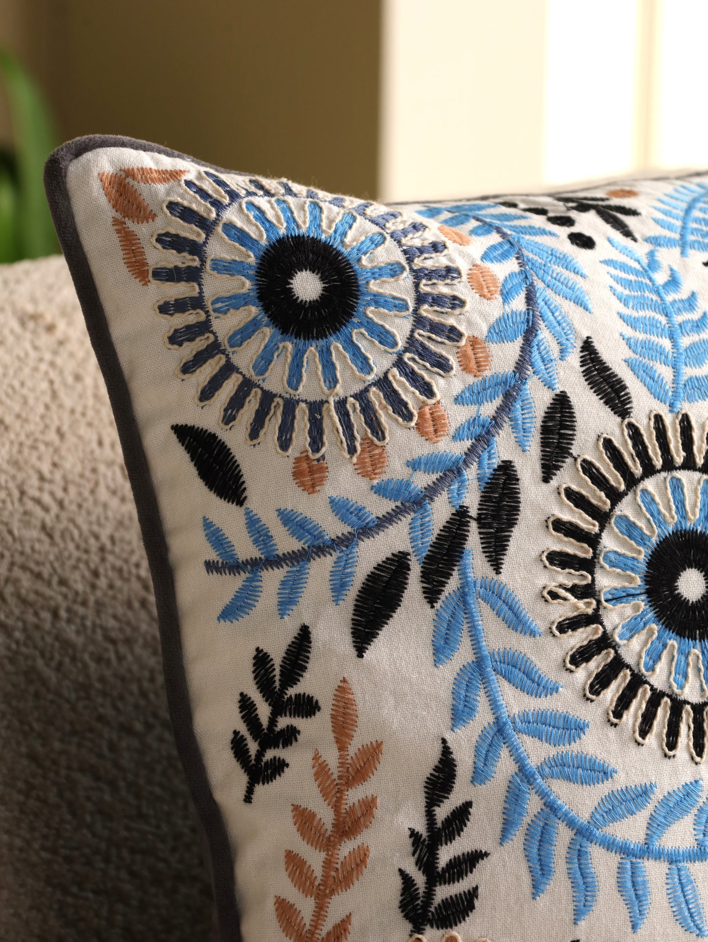Boho Embroidered Cushion Cover