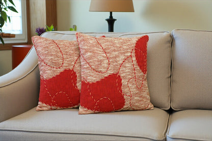 Abstract Cotton Embroidered Cushion Cover Set of 2