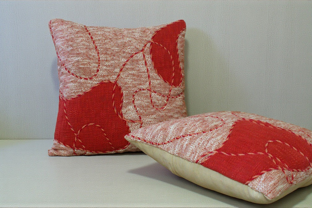 Abstract Cotton Embroidered Cushion Cover Set of 2