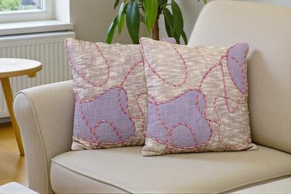Abstract Cotton Embroidered Cushion Cover Set of 2