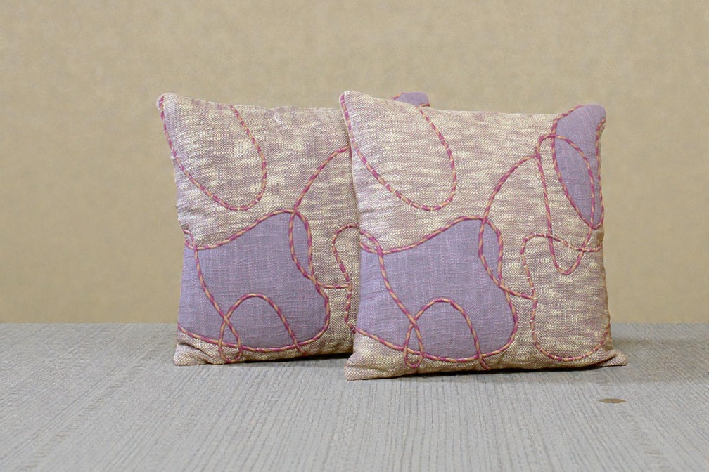 Abstract Cotton Embroidered Cushion Cover Set of 2