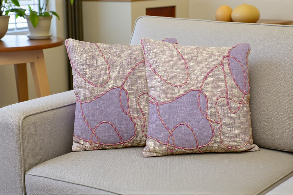 Abstract Cotton Embroidered Cushion Cover Set of 2