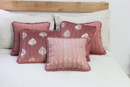 Foil Printed And Quilted Velvet Cushion Cover Set of 5