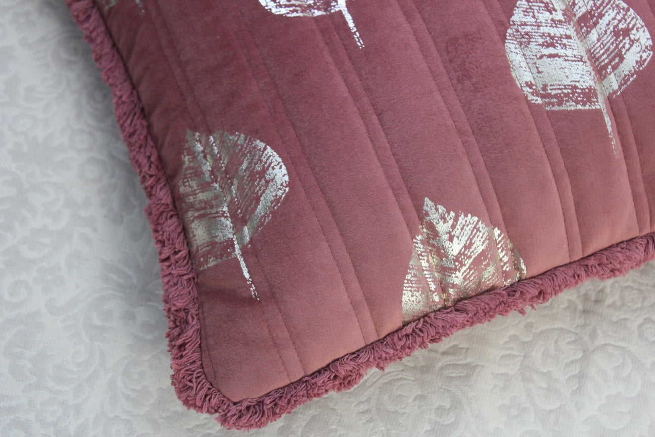 Foil Printed And Quilted Velvet Cushion Cover Set of 5