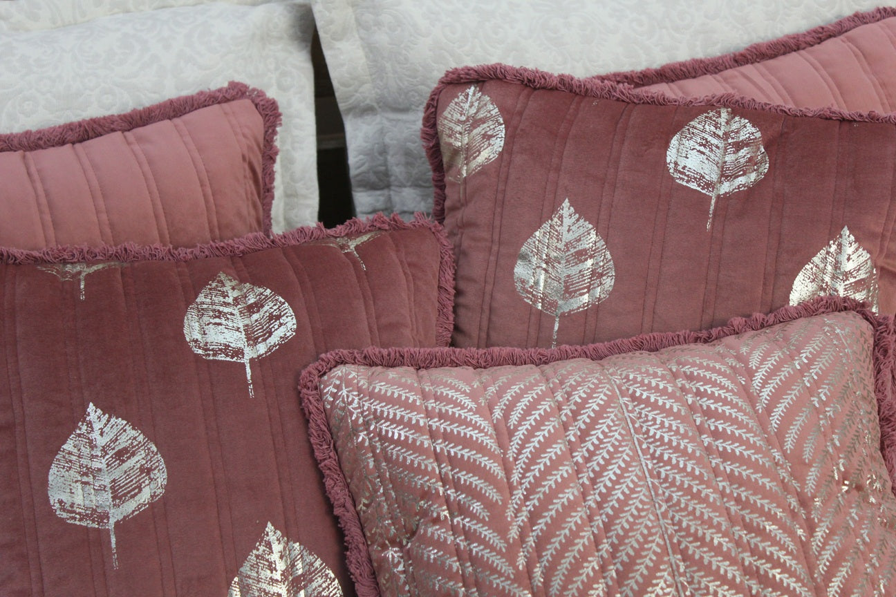 Foil Printed And Quilted Velvet Cushion Cover Set of 5