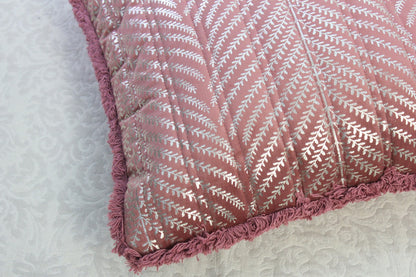 Foil Printed And Quilted Velvet Cushion Cover Set of 5