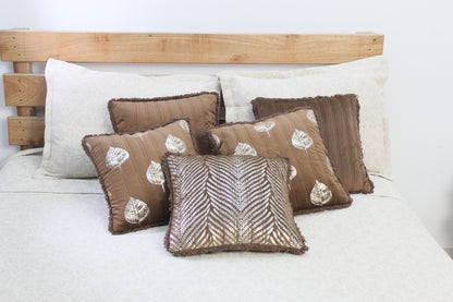 Foil Printed And Quilted Velvet Cushion Cover Set of 5