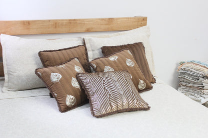 Foil Printed And Quilted Velvet Cushion Cover Set of 5