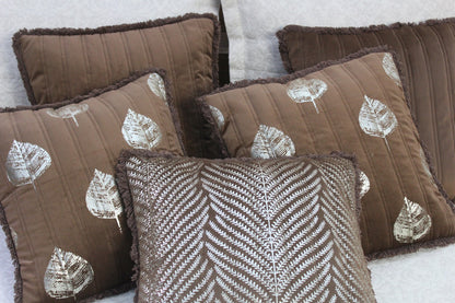 Foil Printed And Quilted Velvet Cushion Cover Set of 5